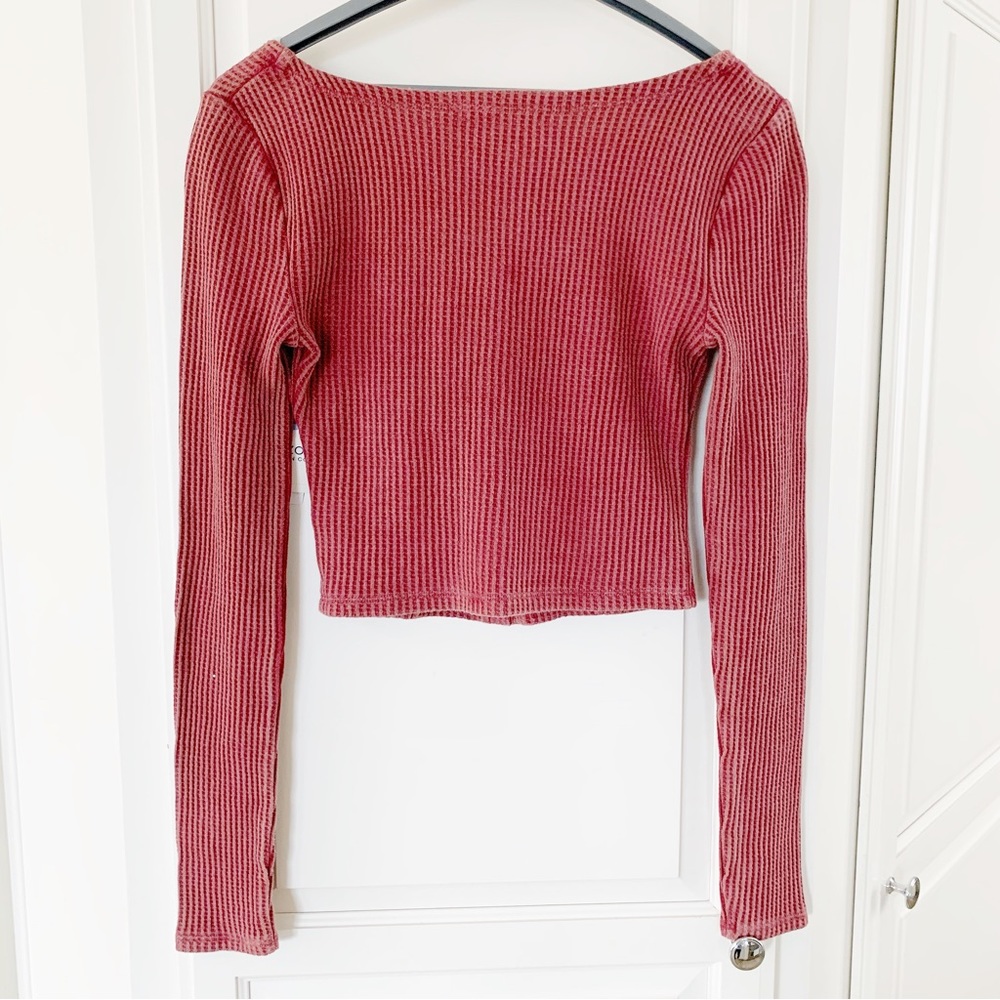 ARIZONA Long Sleeve Button Down Sexy Scoop Neck Knit Top In French Caber… - Picture 3 of 7